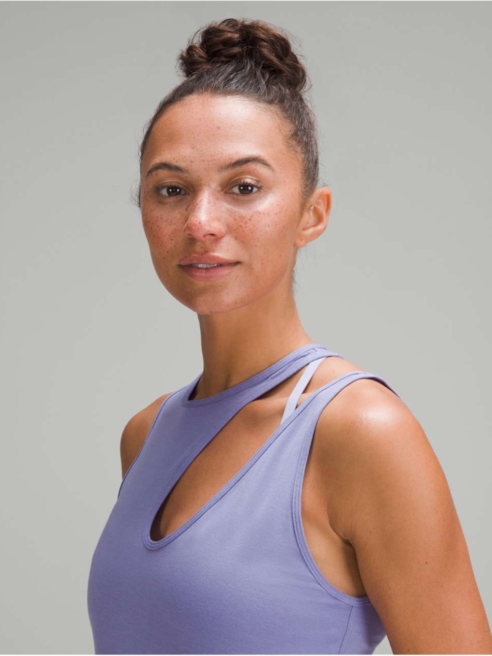 Lululemon Shoulder Cut-Out Yoga Tank Top; Dark Lavender